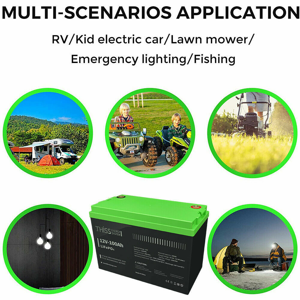 LiFePO4 12V 100AH Deep Cycle Lithium Iron Battery for RV Off Grid Solar Battery