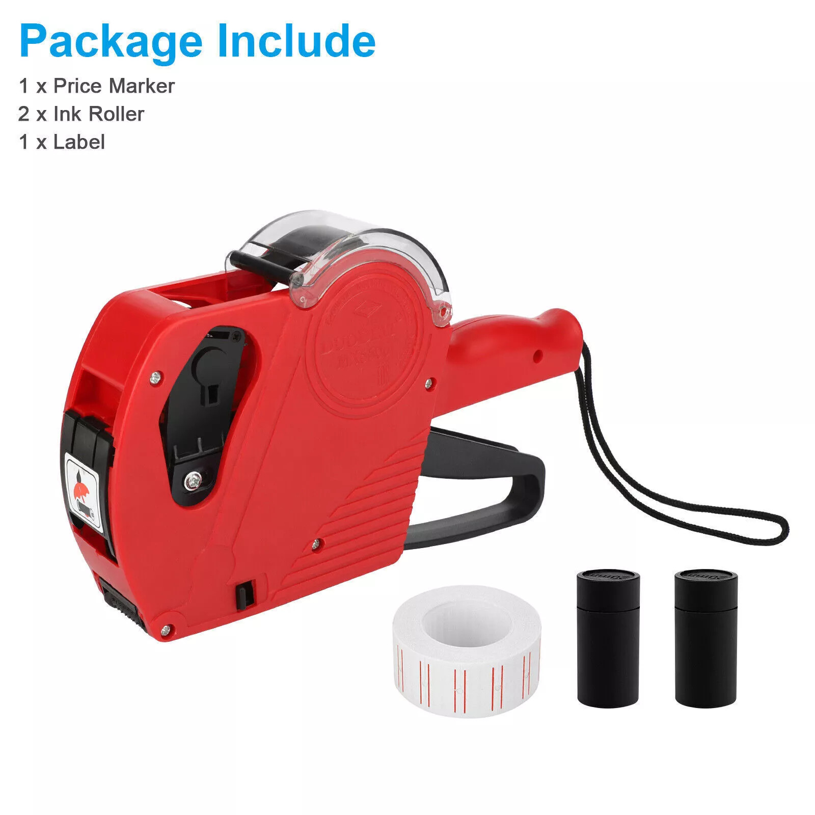 8-Digit Price Tag Gun Marking Machine with Sticker Labels & Ink Roller