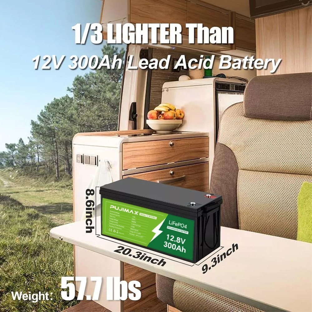 12V 300AH LiFePO4 Lithium Battery 15000+ Deep Cycle BMS for Solar RV Off-grid