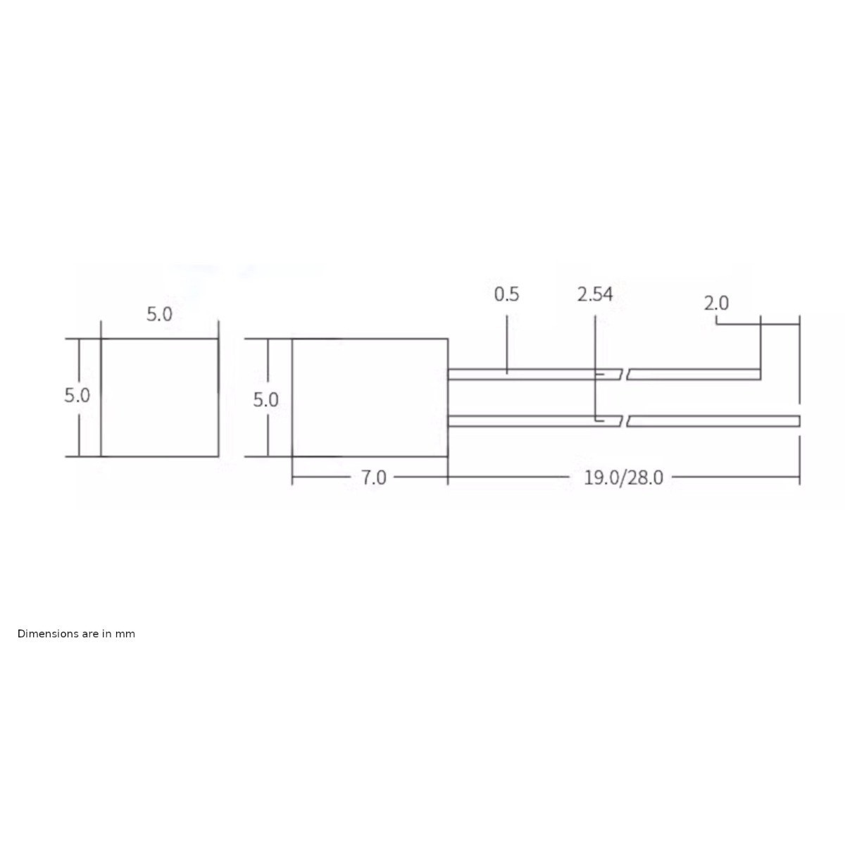 50 x 12v 5mm Cube Frosted Lens LED – Cool Clear White LED – Ultra Bright (5v-15v