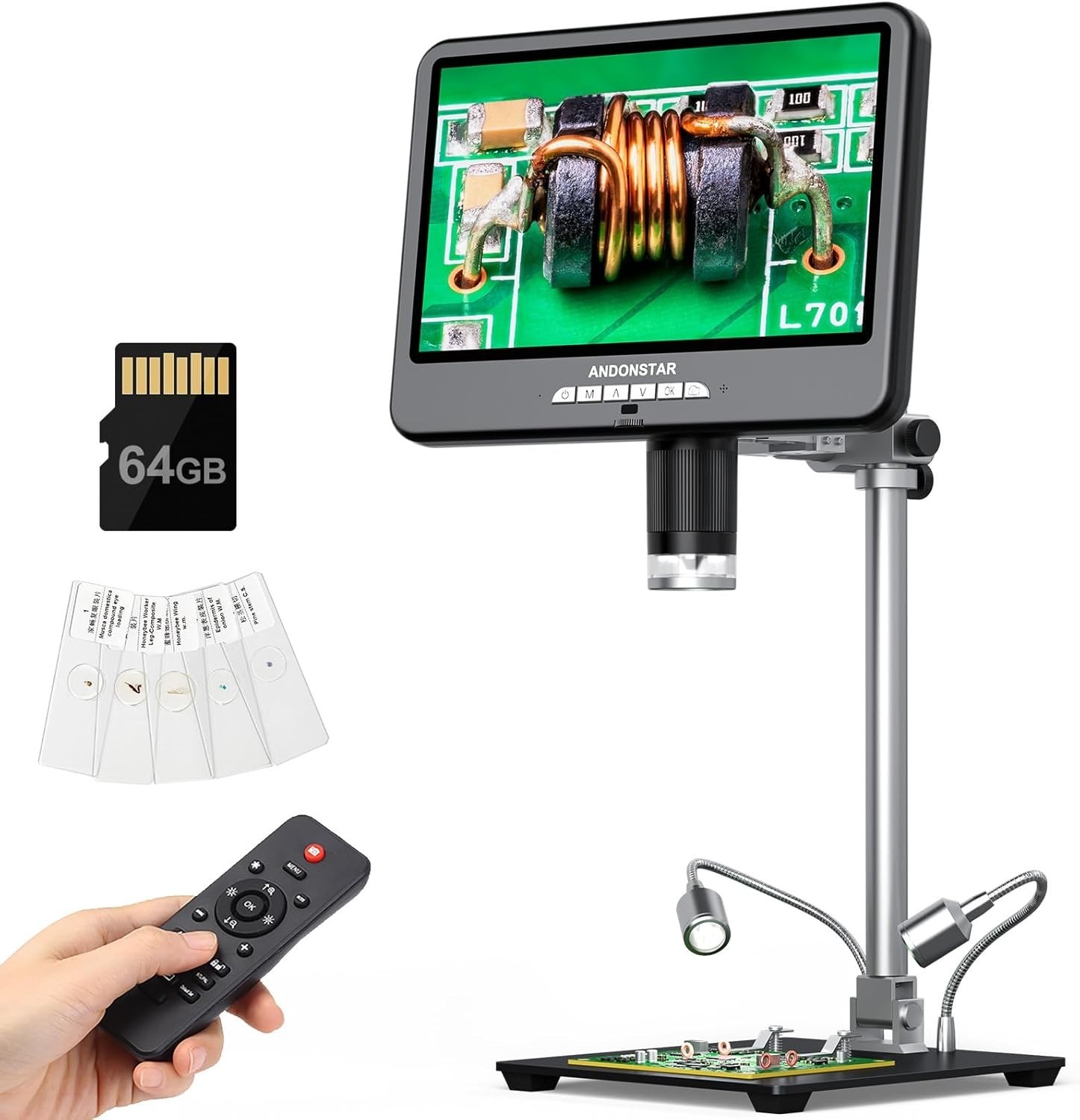 Andonstar 4K 60FPS 10.1″ HDMI Digital Microscope for Soldering, 64MP 3840P UHD