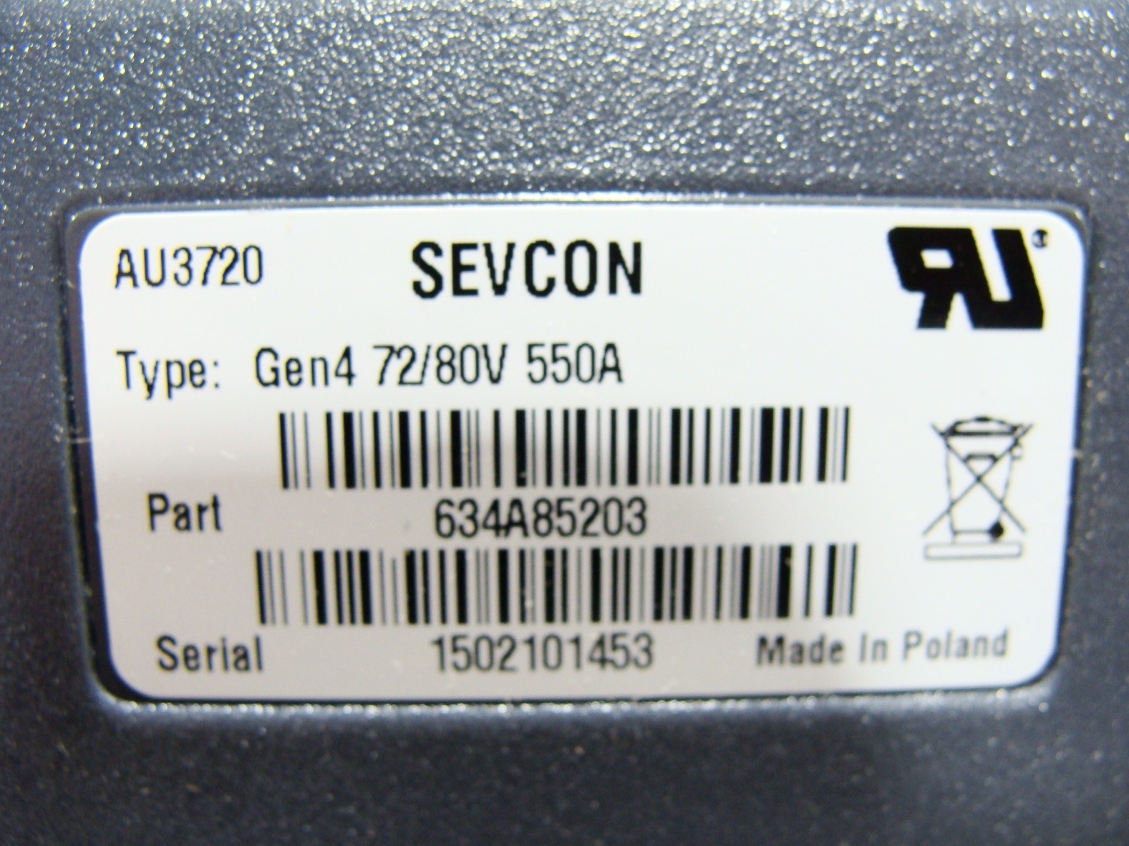 SEVCON 72/80V 550A Gen4 634A85203 EV AC Motor Controller Control Unit