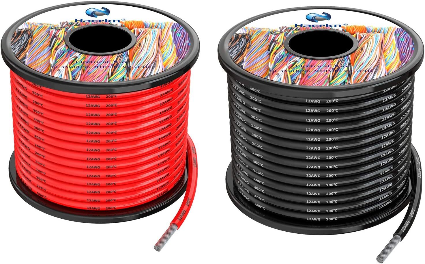 12 awg 3.3mm² Silicone Electrical Wire Cables 60 Feet [30ft Black and 30ft Red]