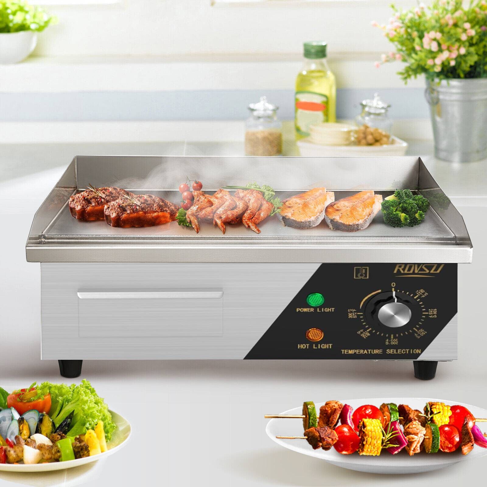Commercial Electric Griddle, 14″ Countertop Flat Top Grill,122℉-572 ℉ Adjustable