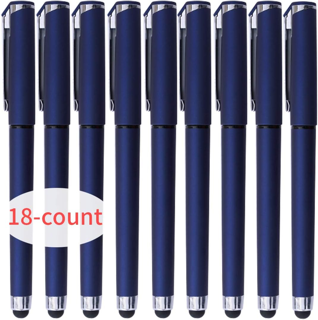 Black Gel Ink Rollerball Pens 0.7Mm Gel Pens 2-In-1 Stylus Pens Medium Point Pen