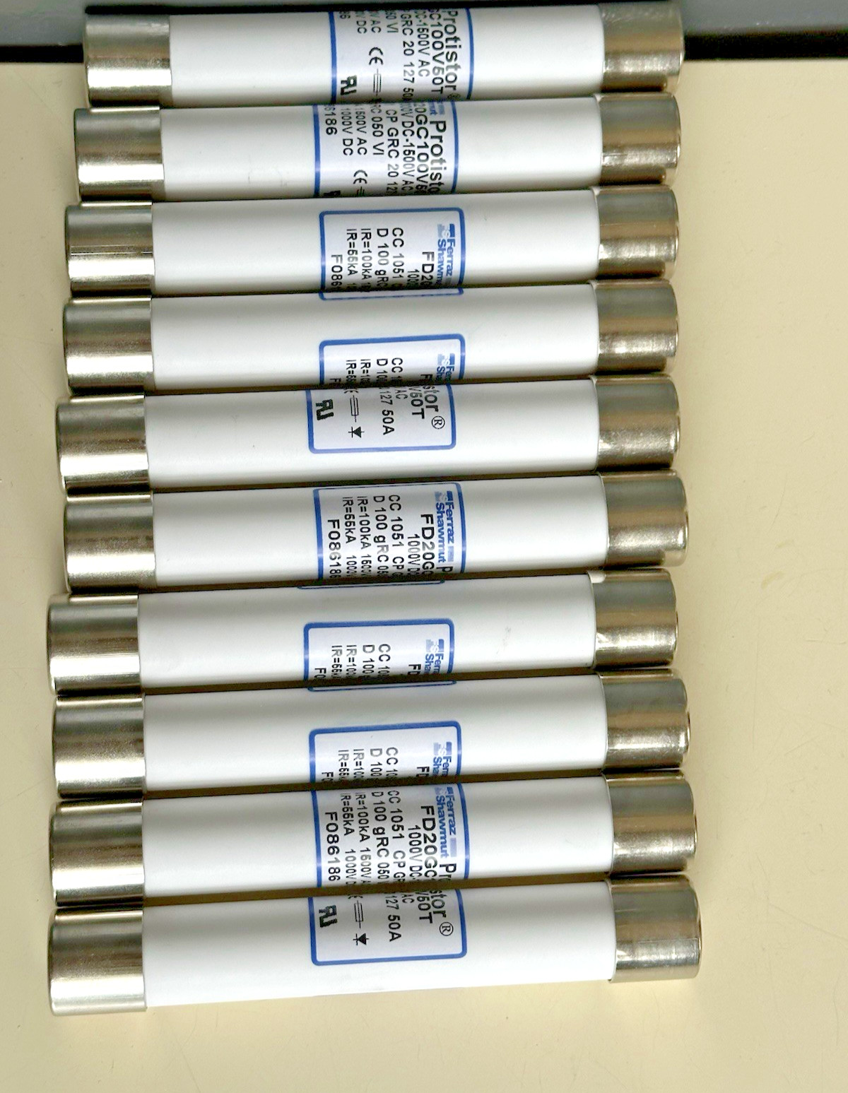 10 PCS Ferraz Shawmut Protistor FD20GC100V50T Fuse 1000VDC-1500VAC 50A NEW INBOX