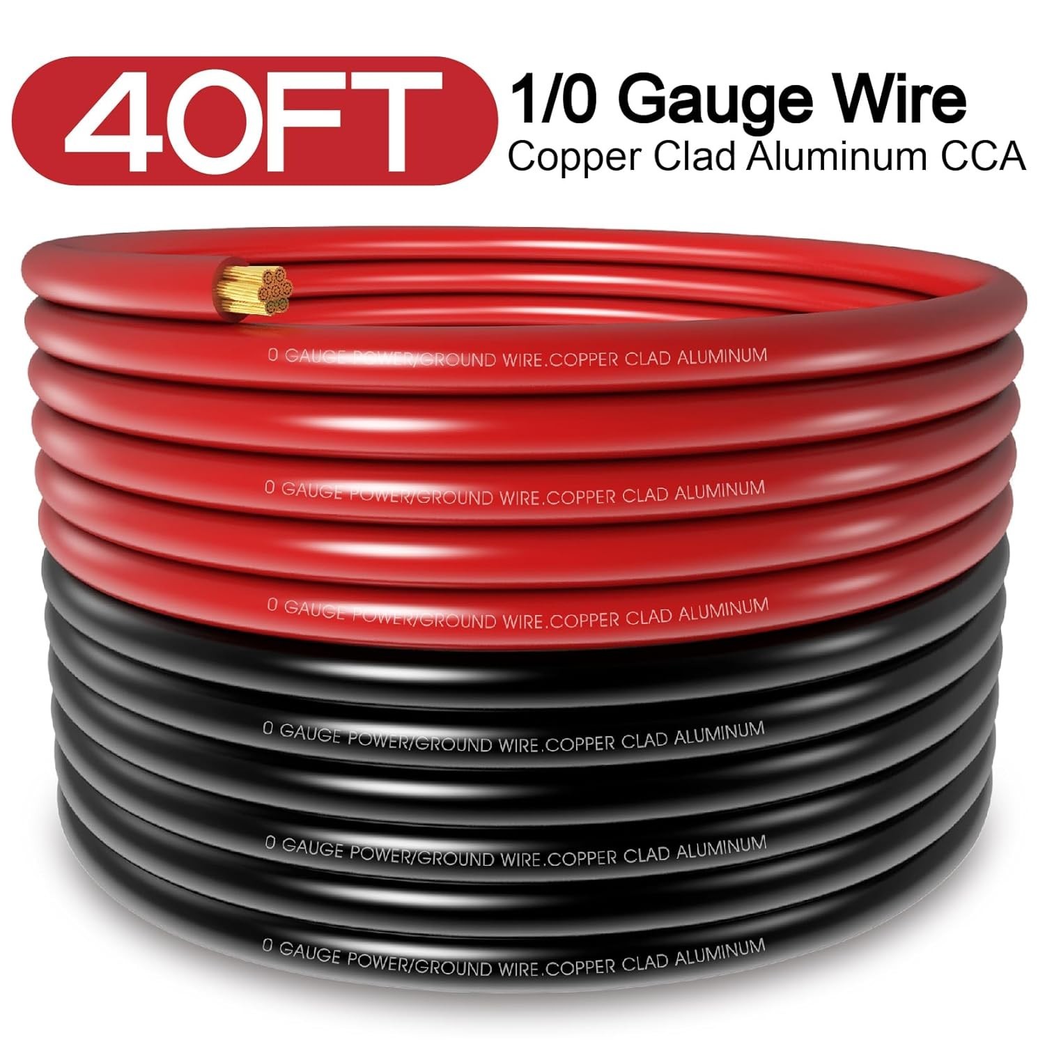 High Performance 40FT 0 GA Battery Cable with Terminal Connectors for Automotive