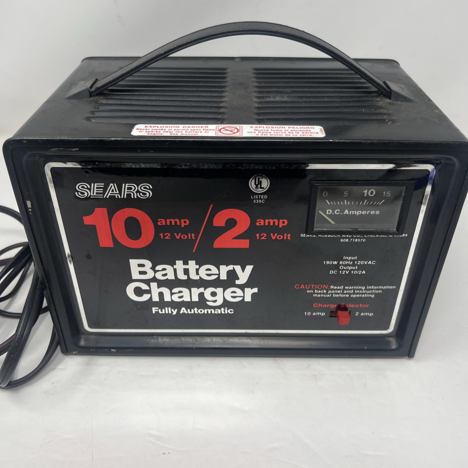 Sears 10/2 Amp 12 Volt Automatic Battery Charger Model 608.718570 / 28-71857