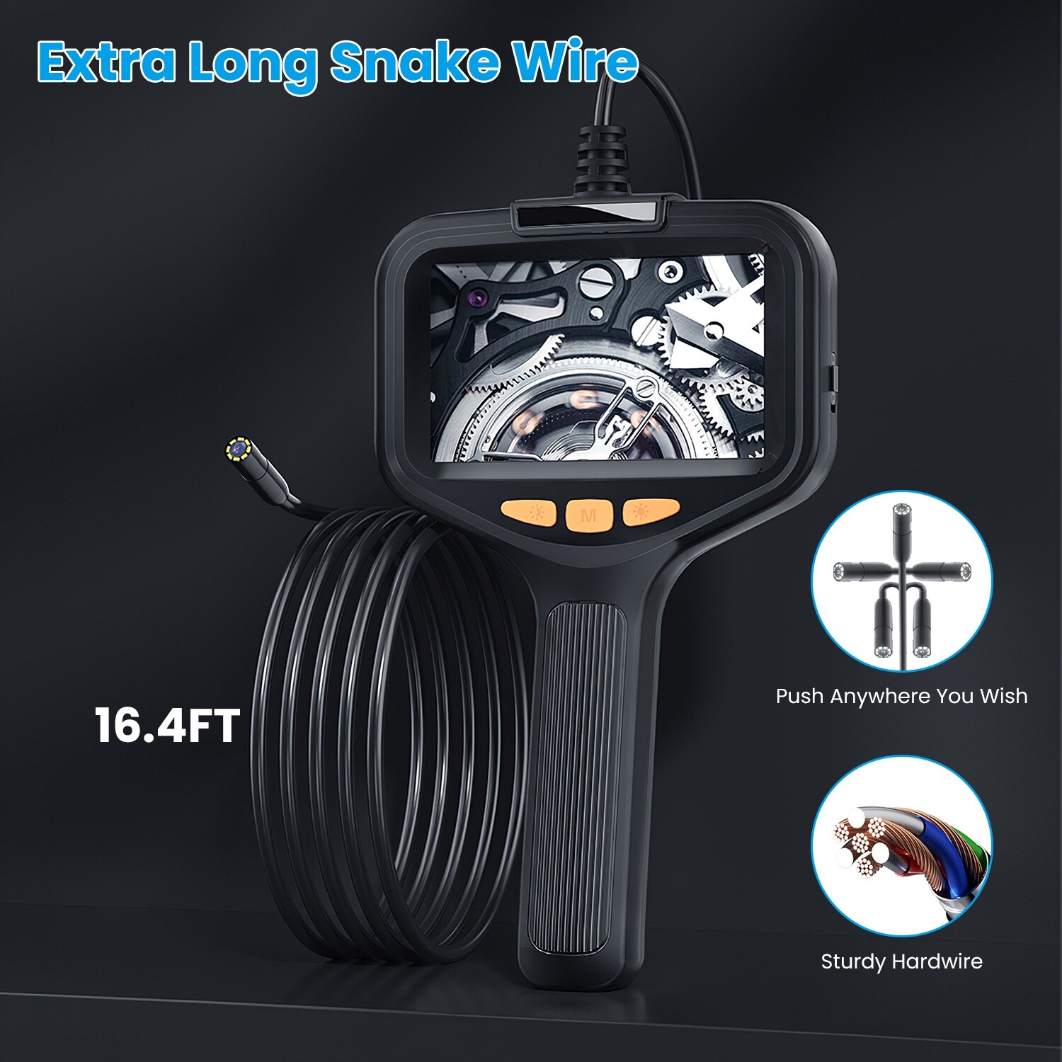 4.3in Inspection Camera w/ Light Articulating Camera for Plumbing Inside Wall
