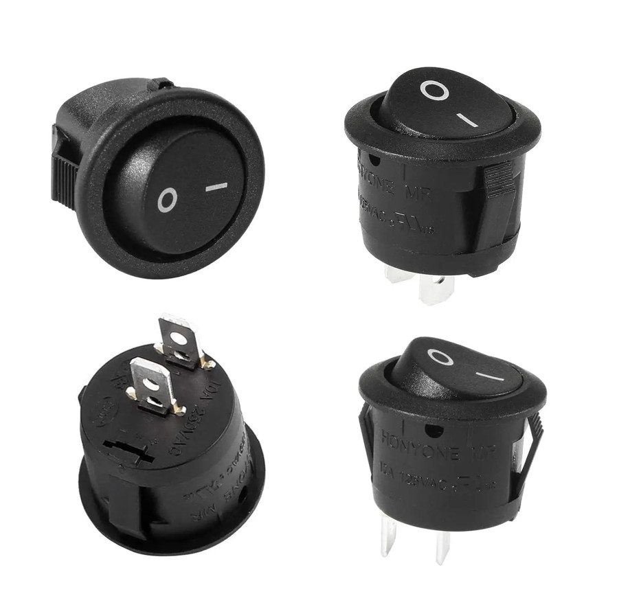 10pcs Mini Round Rocker Switch SPST 2 Pin ON Off Power Toggle Switch Set – NEW