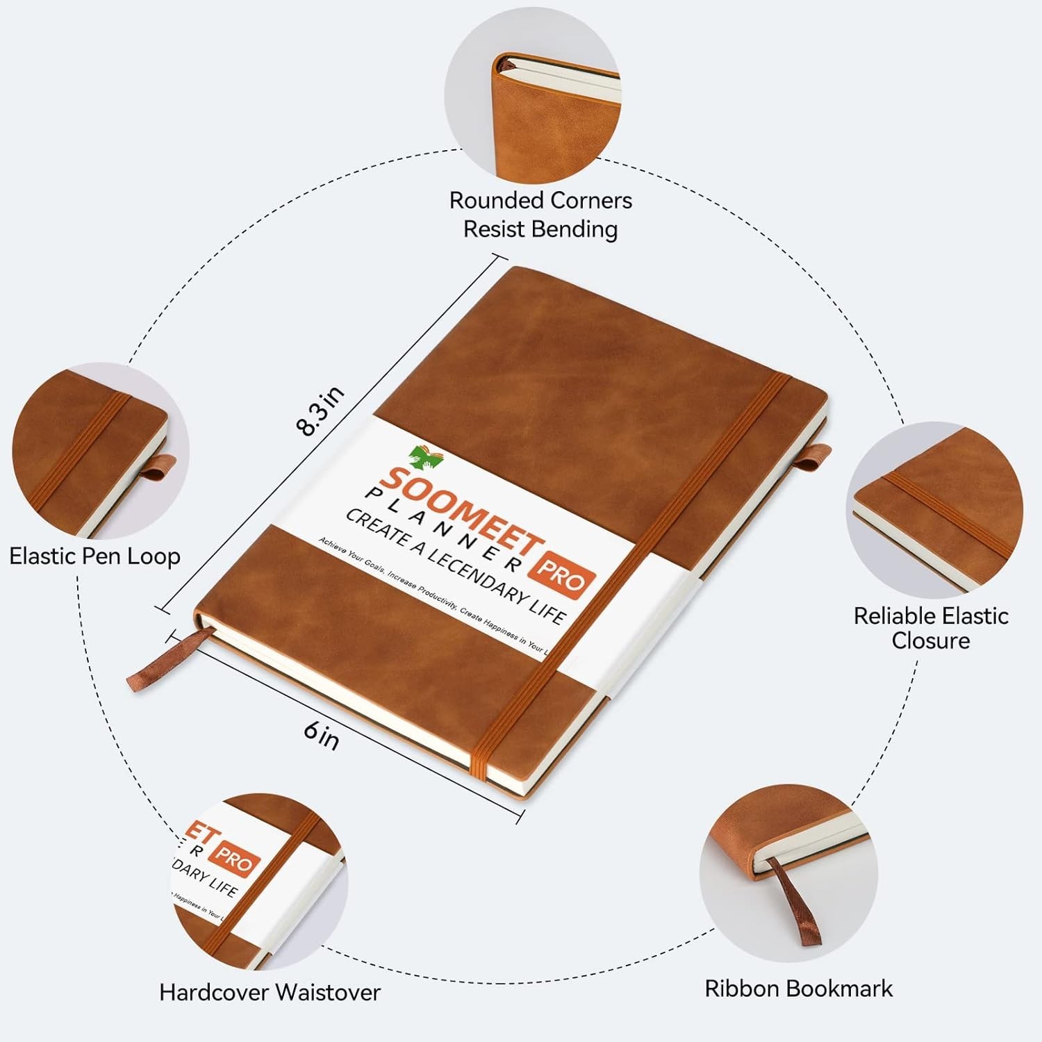 200-Page Leather Notebook – College Ruled A5 Journal for Everyday Use