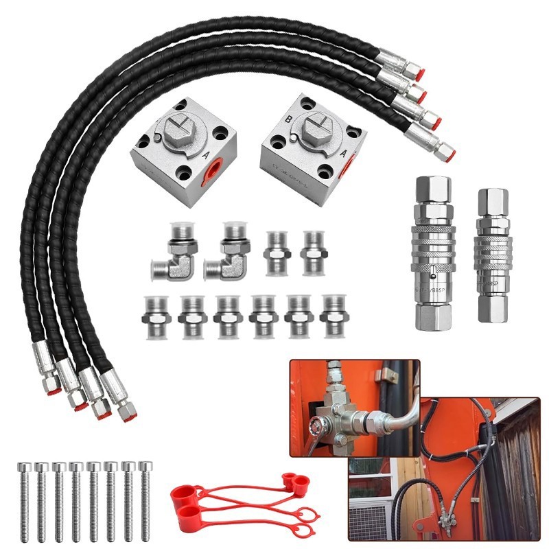 2 Three Way Diverter Valves for 1-2 ton Chinese Mini Excavator w/ Quick Connects