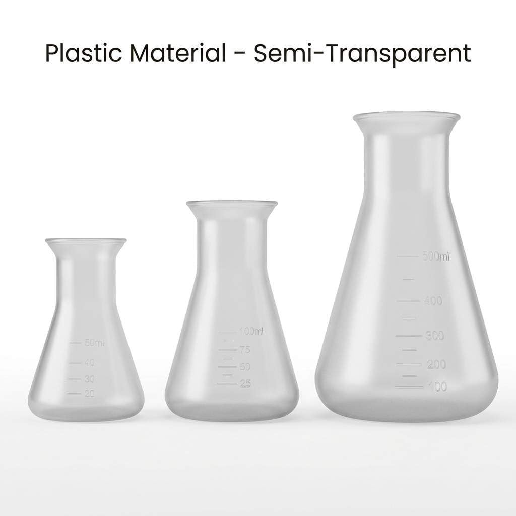 Plastic Conical Flask Set 50Ml 100Ml 500Ml – Semi-Transparent Lab Flask for Teac