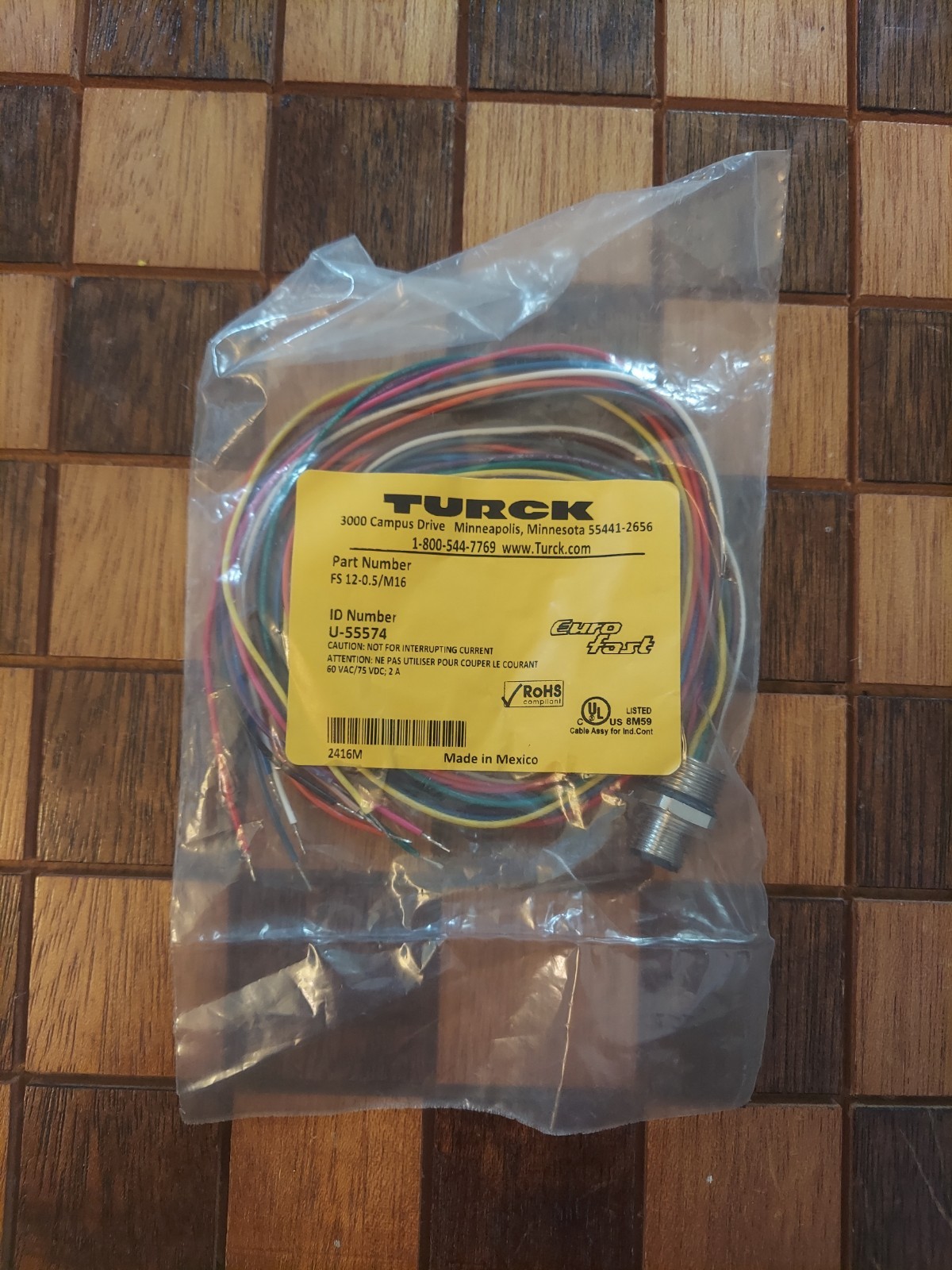 New TURCK FS 12-0.5 /M16 Receptacle U-55574