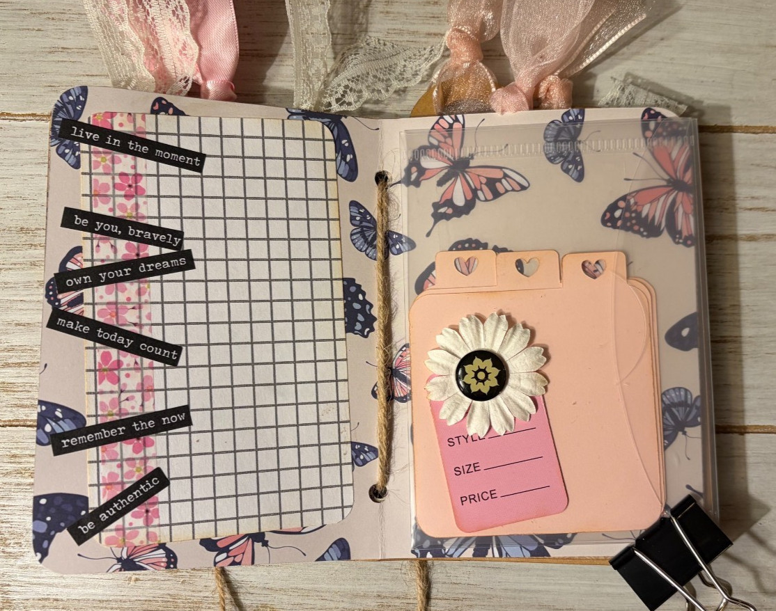Junk Journal Handmade Booklet Book Vintage «Cute Animals» Pockets, Ephemera b