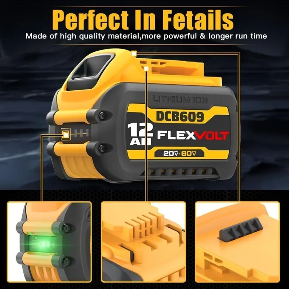 2Pack 12.0AH DCB609-2 For DEWALT DCB206 20V/60V MAX FLEXVOLT Lithium-Ion Battery