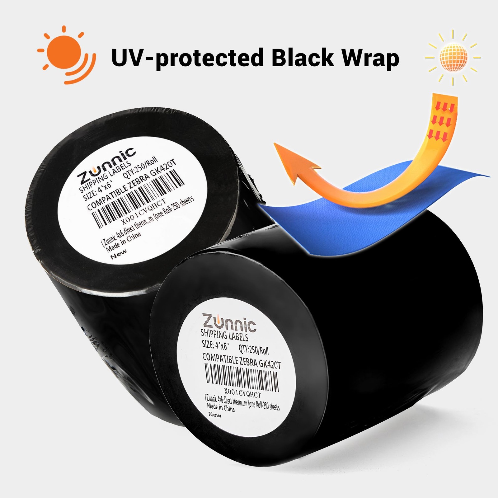 Zunnic 4×6 Thermal Shipping Labels – 250 Labels/Roll | Strong Adhesive | Jam-…