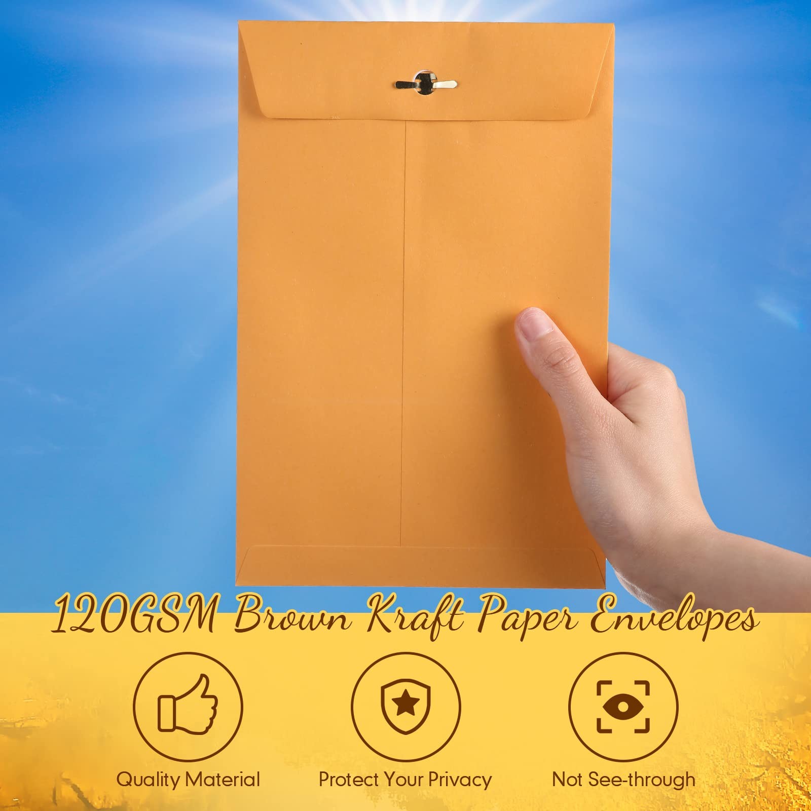 300 Pcs 6 x 9 Manilla Envelopes Clasp Kraft Catalog Envelope Small, Yellow