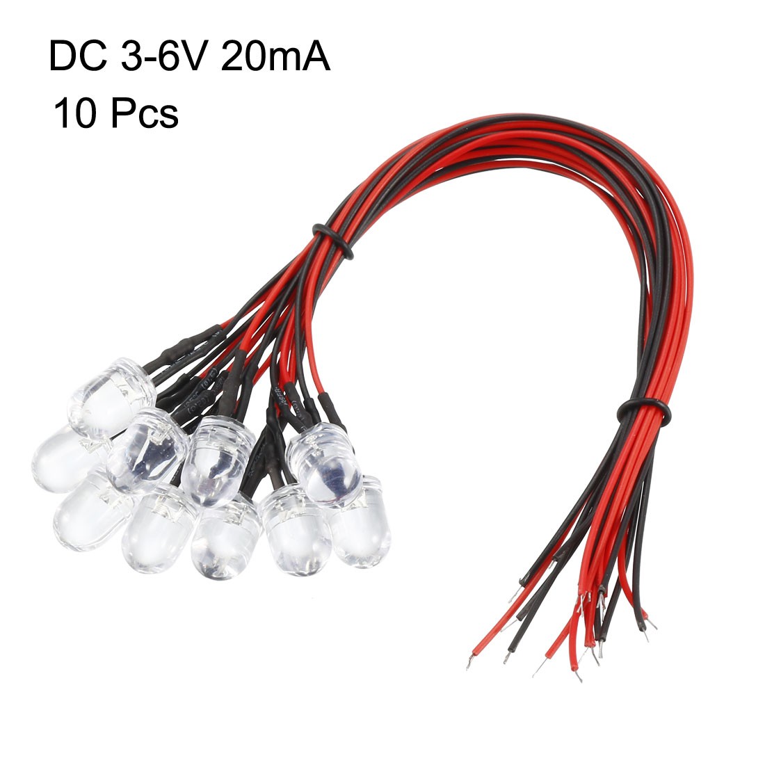 Prewired LED Light , DC 3-6V 20mA – 10mm Blue Pre-Wired Diodes Lamp 10pcs