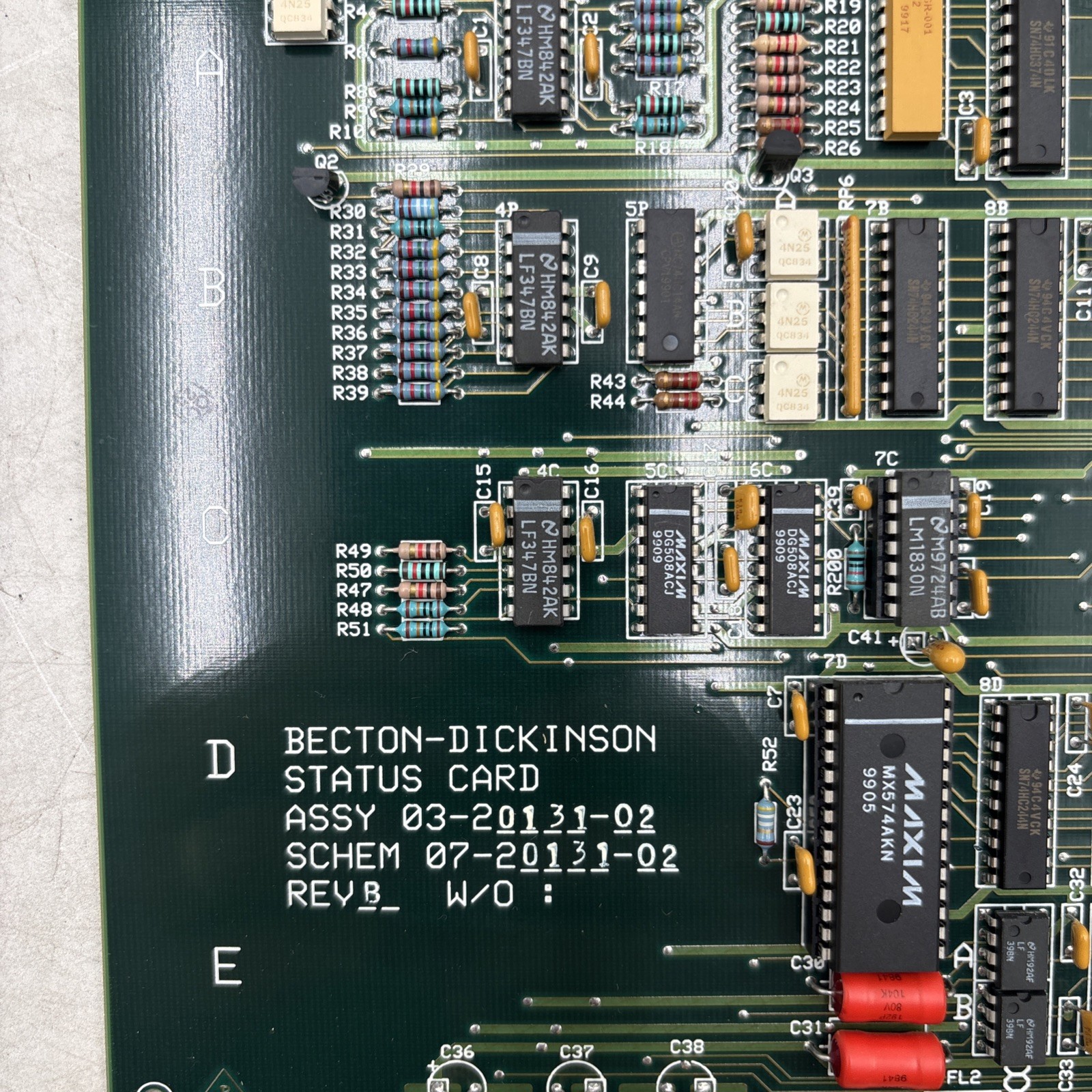 Becton Dickinson BD FACSCalibur Status Card 03-20131-02 REV: B