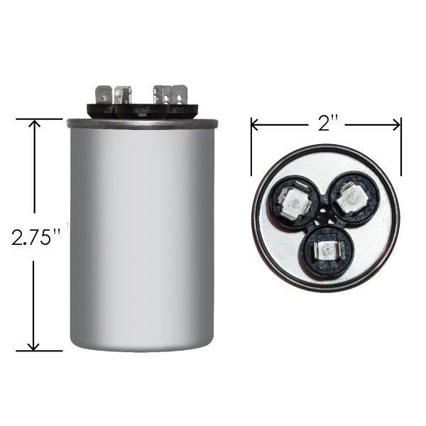 40+7.5 uf/MFD 370-440 VAC volts Round Dual Run Capacitor 50/60 Hz – Lot-1