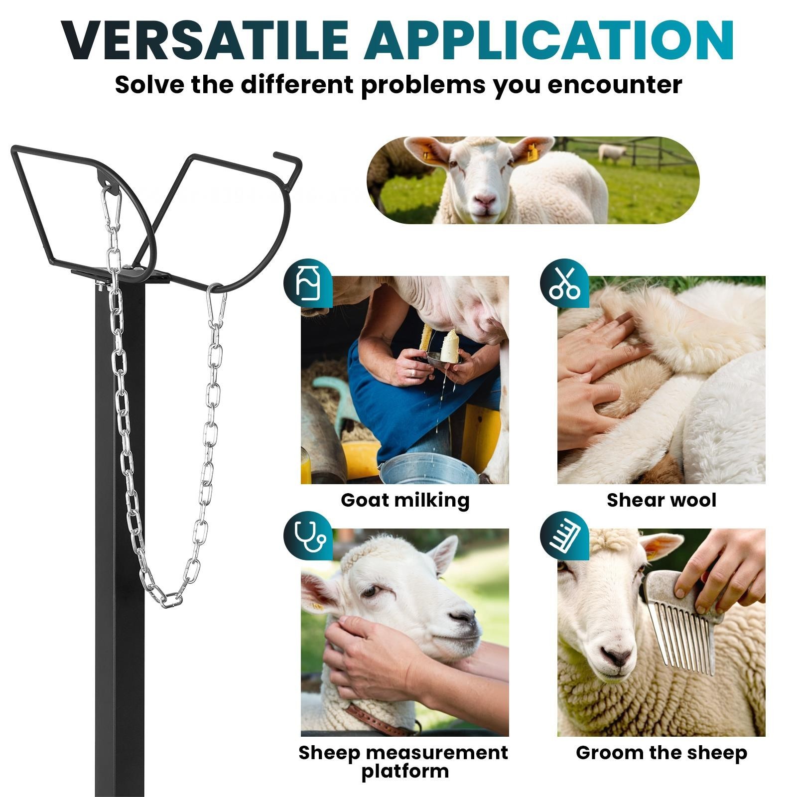 Foldable Goat Stand with Ramp 47 × 23in Livestock Trimming Milking Stand 500Lbs
