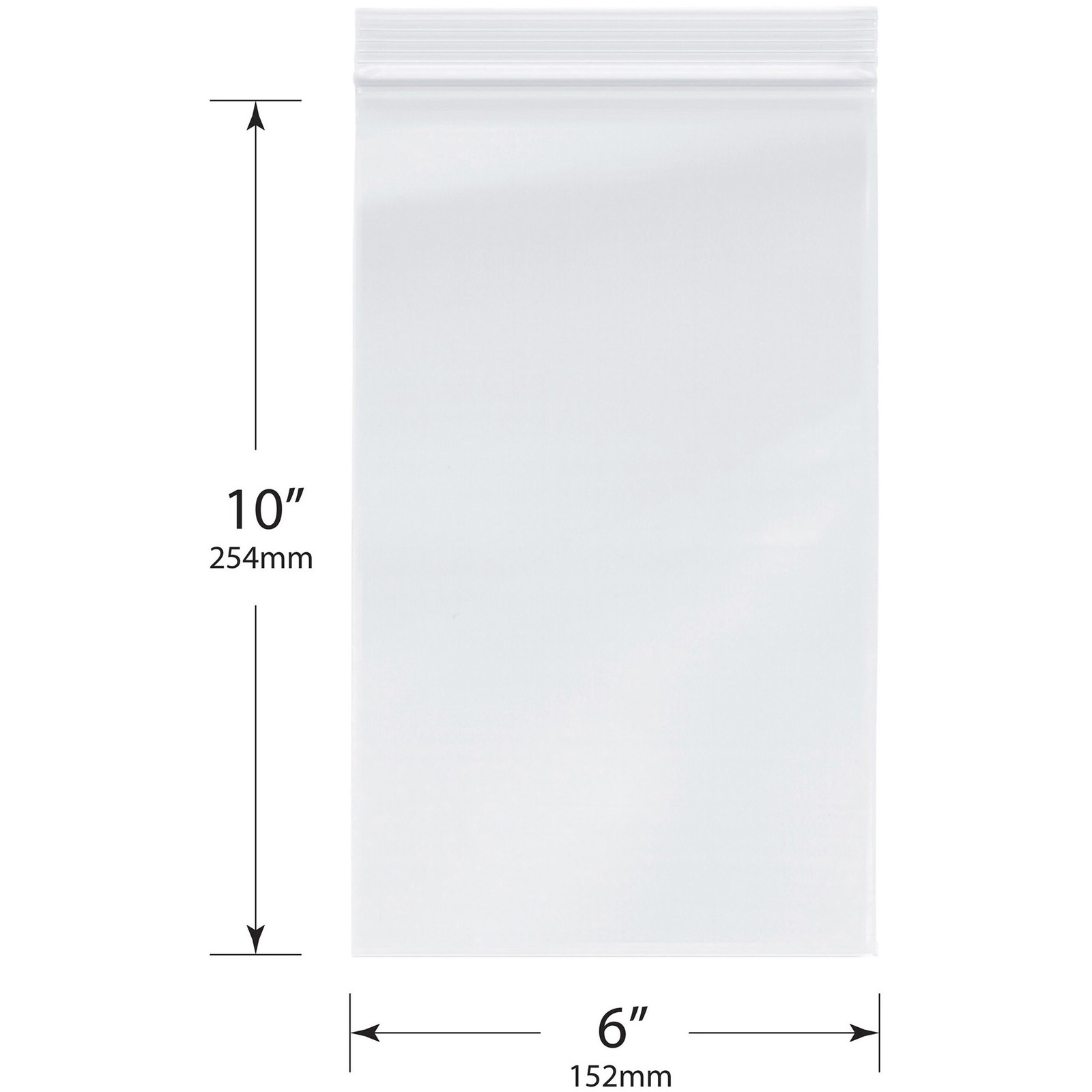 Plymor 6″ x 10″, 2 Mil Zipper Reclosable Plastic Bags
