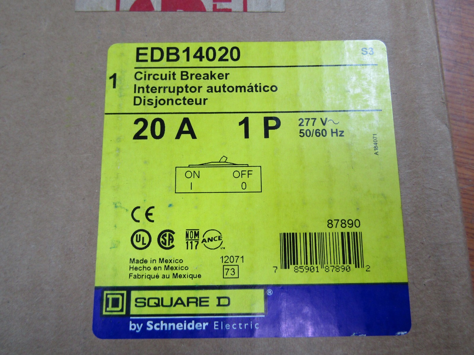 😍 (3) NEW SQUARE D 20 AMP CIRCUIT BREAKER 1 POLE 277 VAC EDB14020