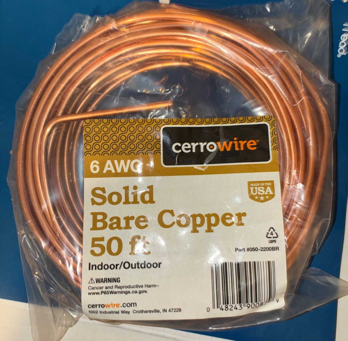 Brand New Cerrowire 50 ft. 6-Gauge Solid SD Bare Copper Grounding Wire