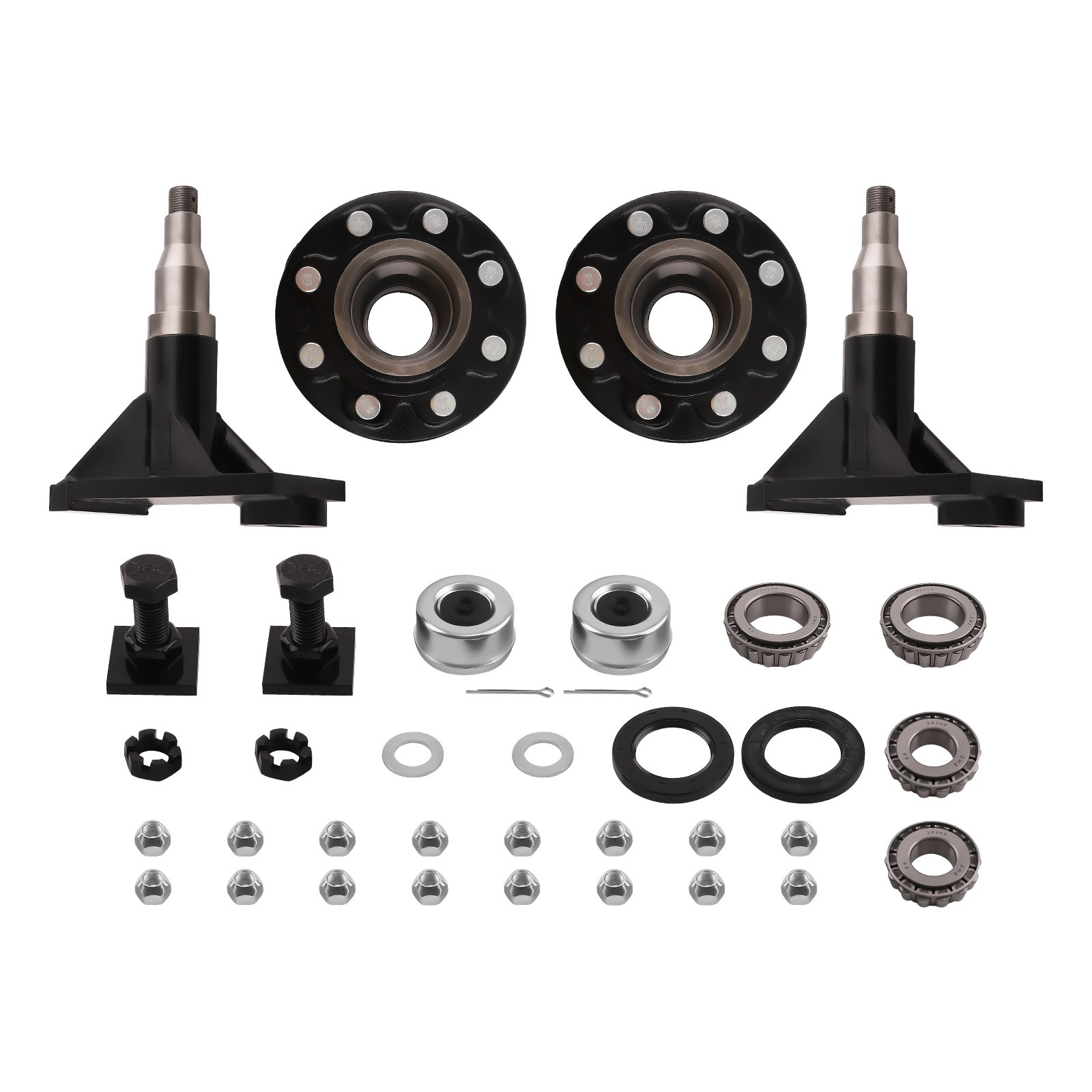8x 6.5 8000LB Lug Superior Shipping Container Wheels Bolt-on Spindle Kit New