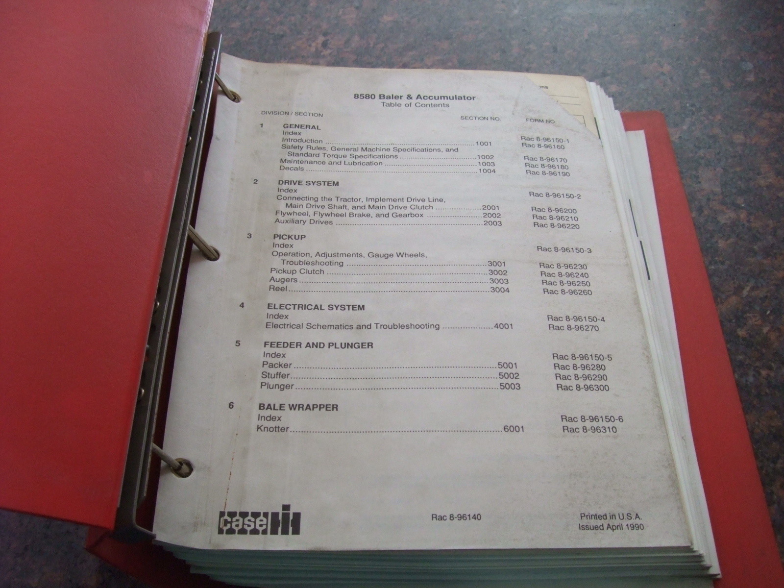 CASE 8580 BALER & ACCUMULATOR SERVICE SHOP REPAIR MANUAL