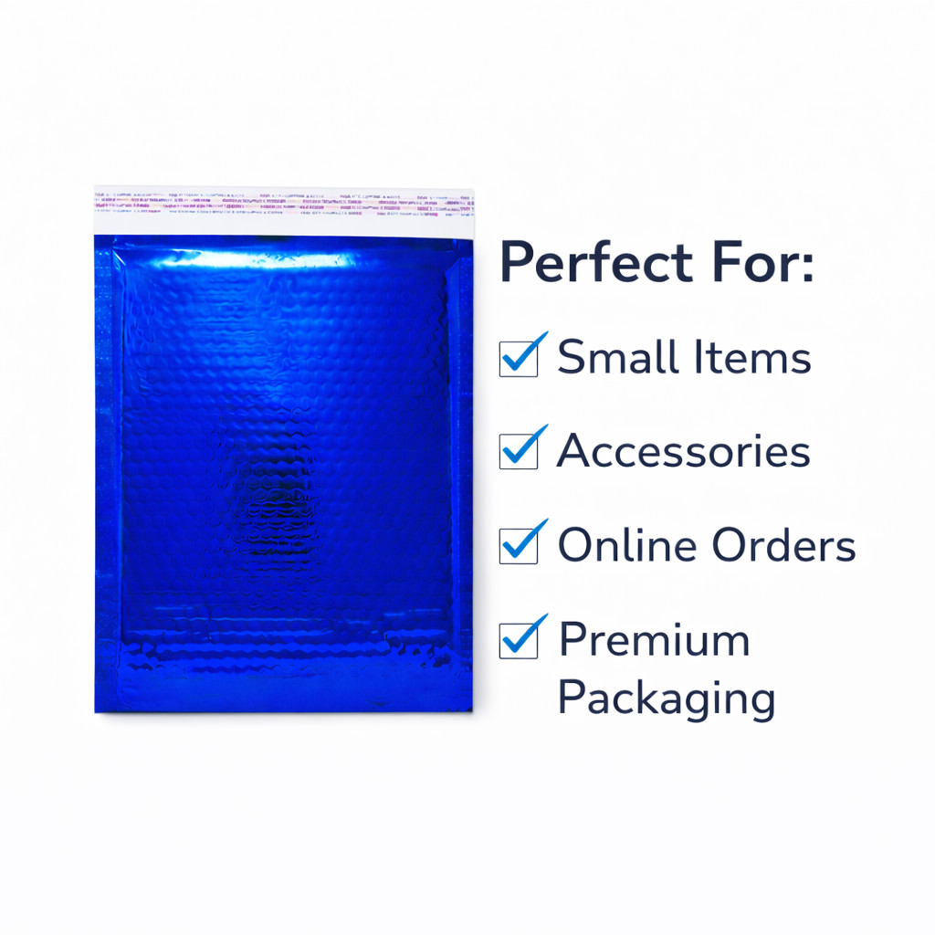 #0 6.5×9 Glamour Blue Foil Bubble Mailers Peel & Seal Padded Envelopes