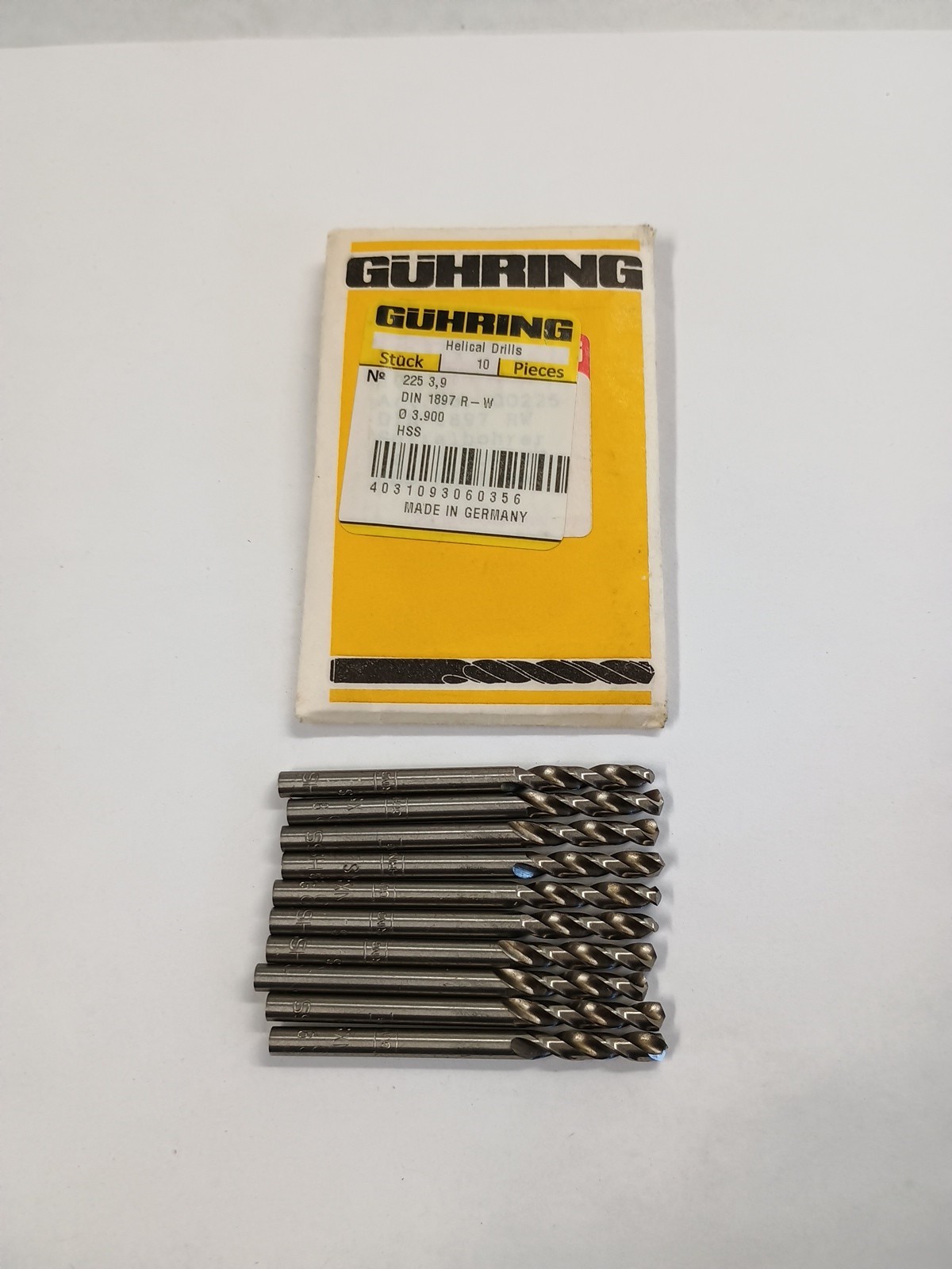 Drill Bits GUHRING 3.9mm HSS Helical # 225 3,9 10 pc pack