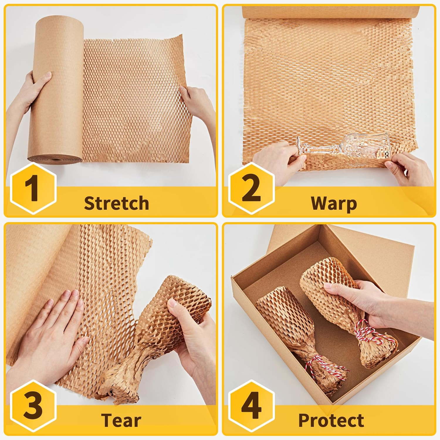 Honeycomb Packing Paper, 15″ X 400′ Packing Wrap Roll for Shipping | Recyclable