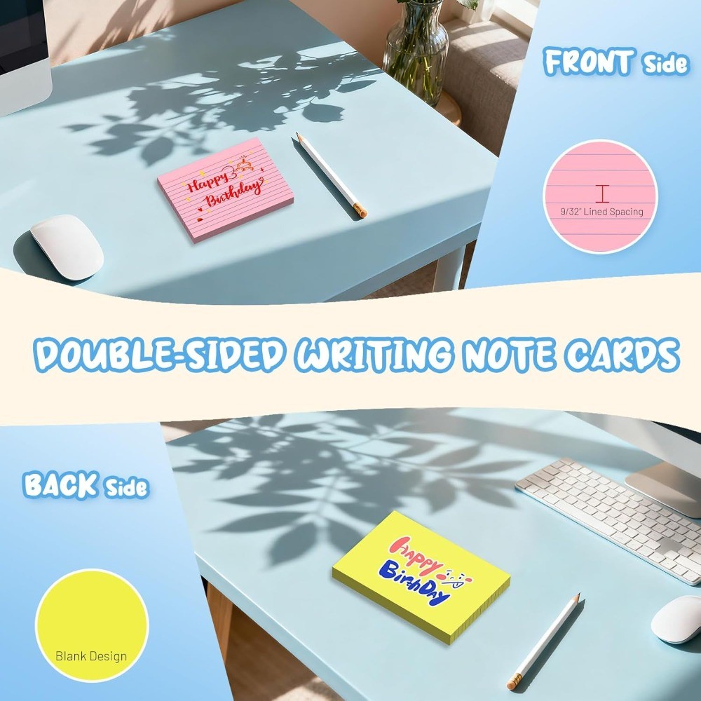 Colored Index Cards 4×6 Inch, 200 Count Note Cards 4×6, 5 Colors Flash Cards