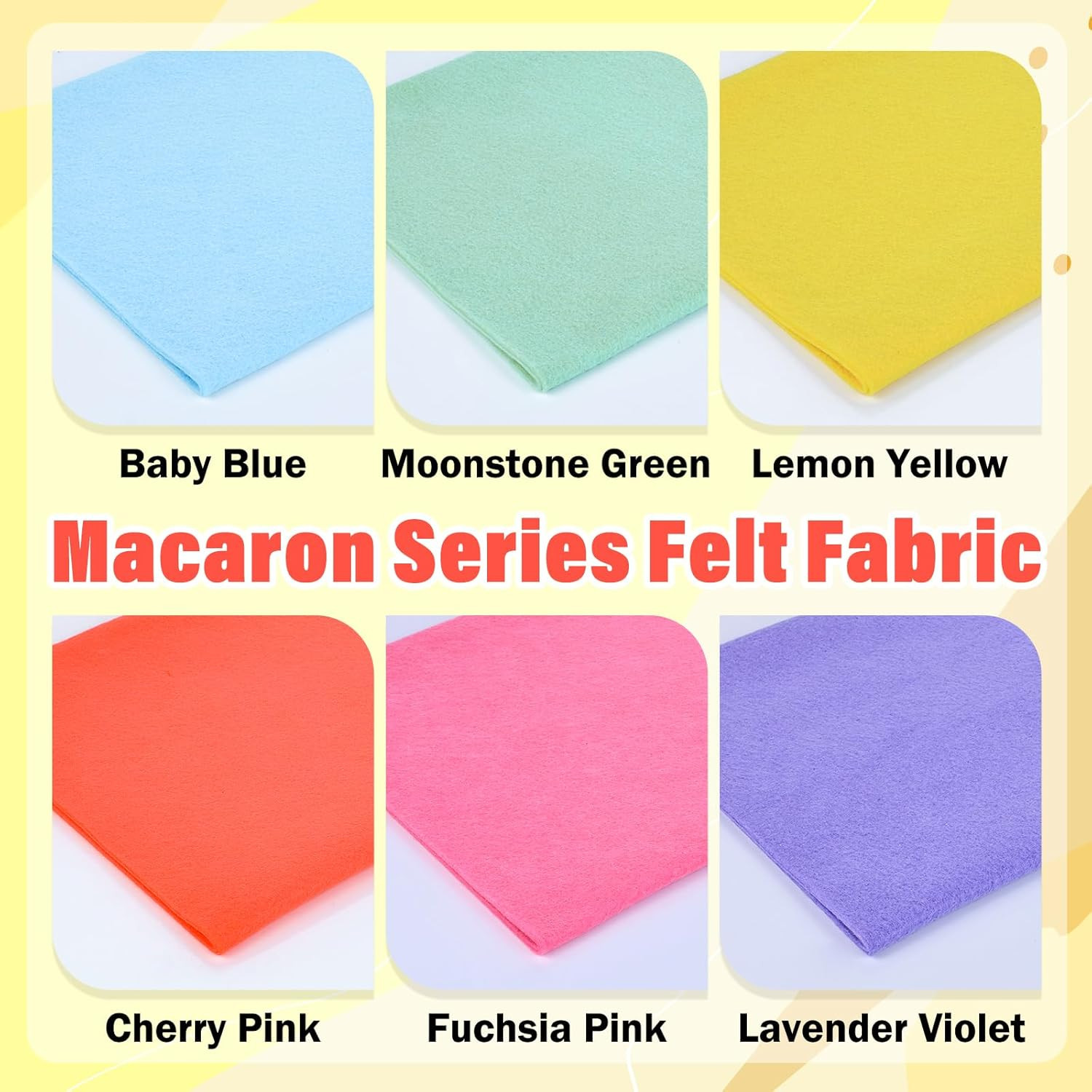 6 Rolls 12″X35″ 1.4Mm Thick Soft Felt Fabric Sheet 6 Assorted Macaron Series Col