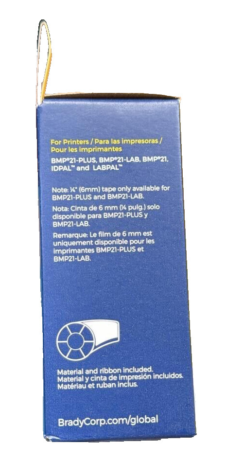 Brady Original White Label Tape Cartridge Vinyl 3/4″ x 21′ for BMP21 Plus Lab