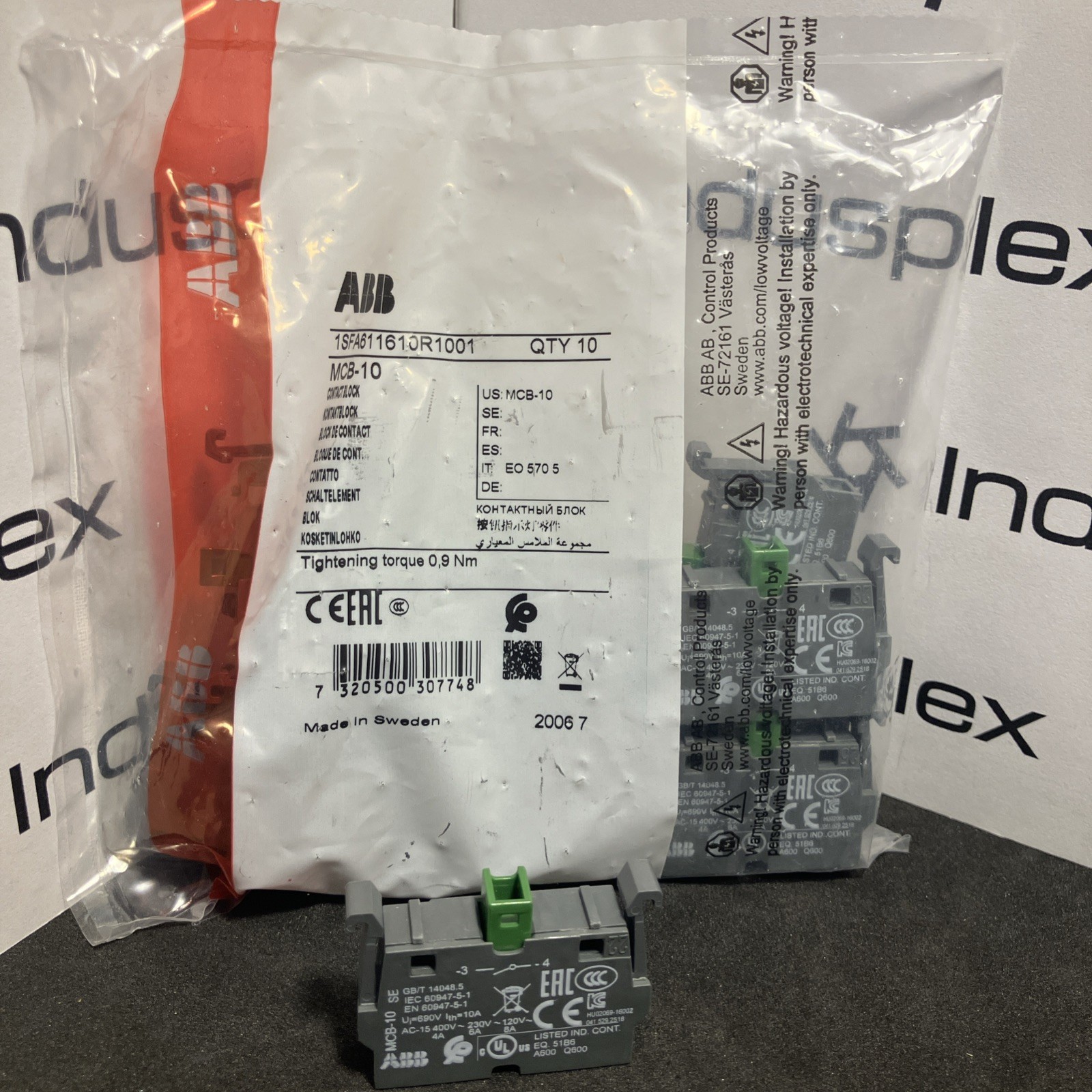 NEW SEALED, 10PCS ABB MCB-10 1SFA611610R1001 Contact Block, SPST-NO, 6 A, 120VAC