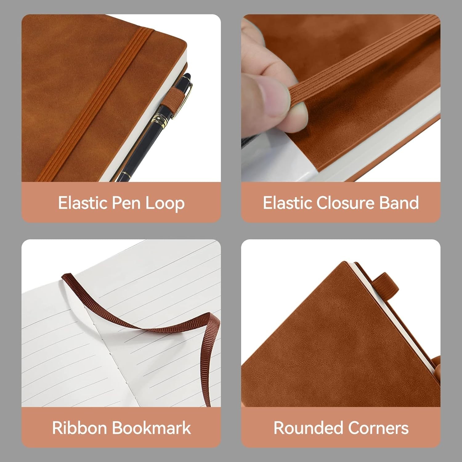200-Page Leather Notebook – College Ruled A5 Journal for Everyday Use