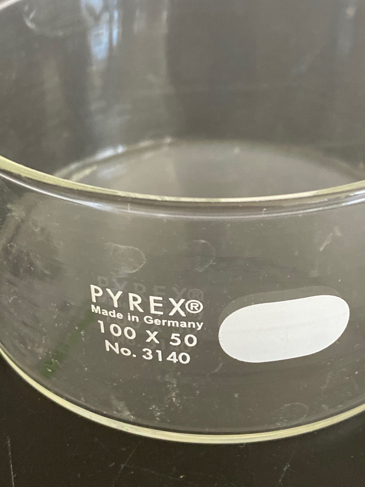 Used (2) CORNING PYREX Glass 100x50mm 340mL Crystallizing Dishes 3140-100