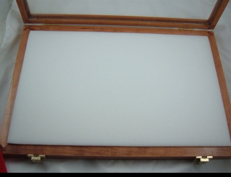 WALNUT Wood showcase display case 12 X 18 X 2″ Quality made, glass, solid walnut