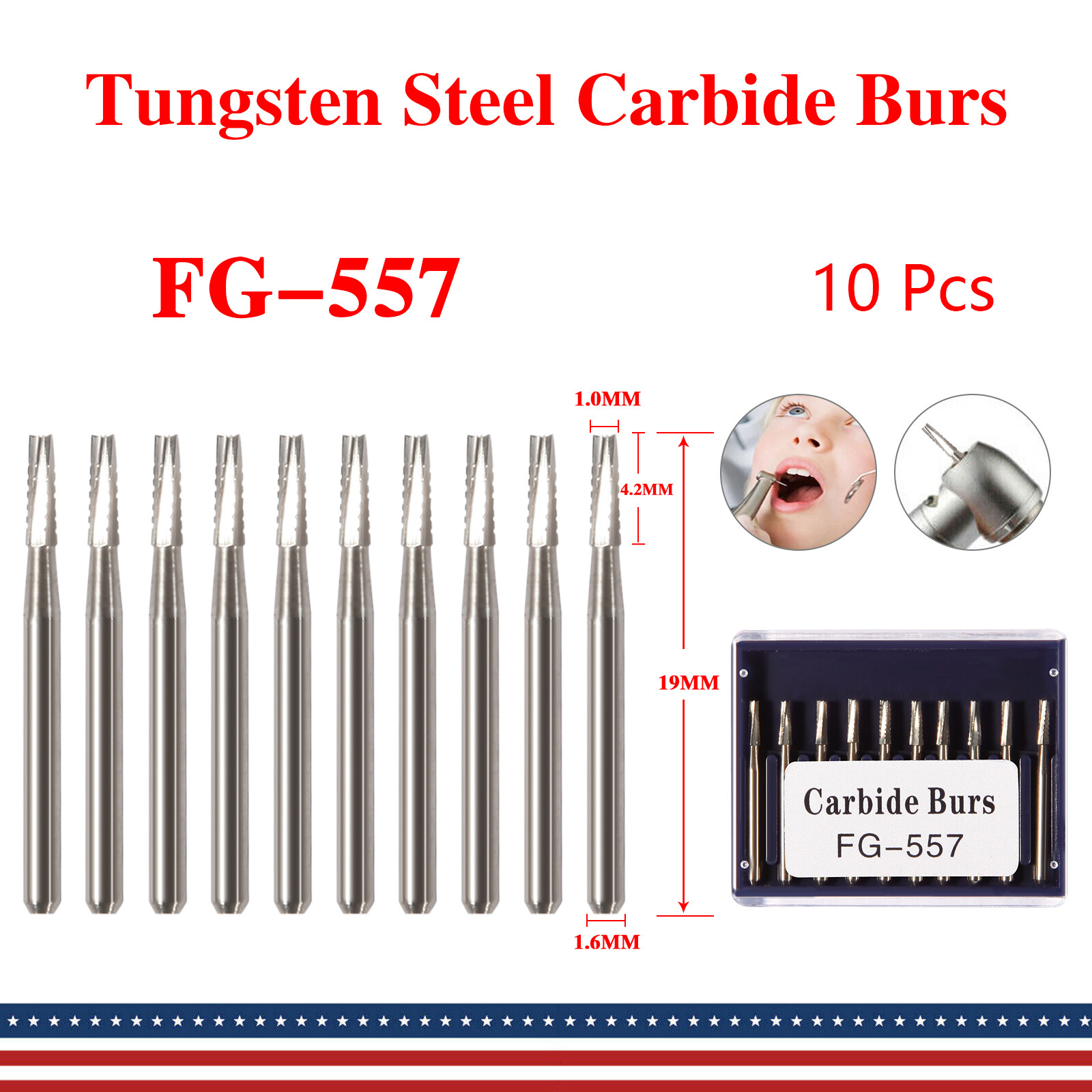 FG 557 Carbide Burs – Friction Grip for High-Speed Handpieces, Type