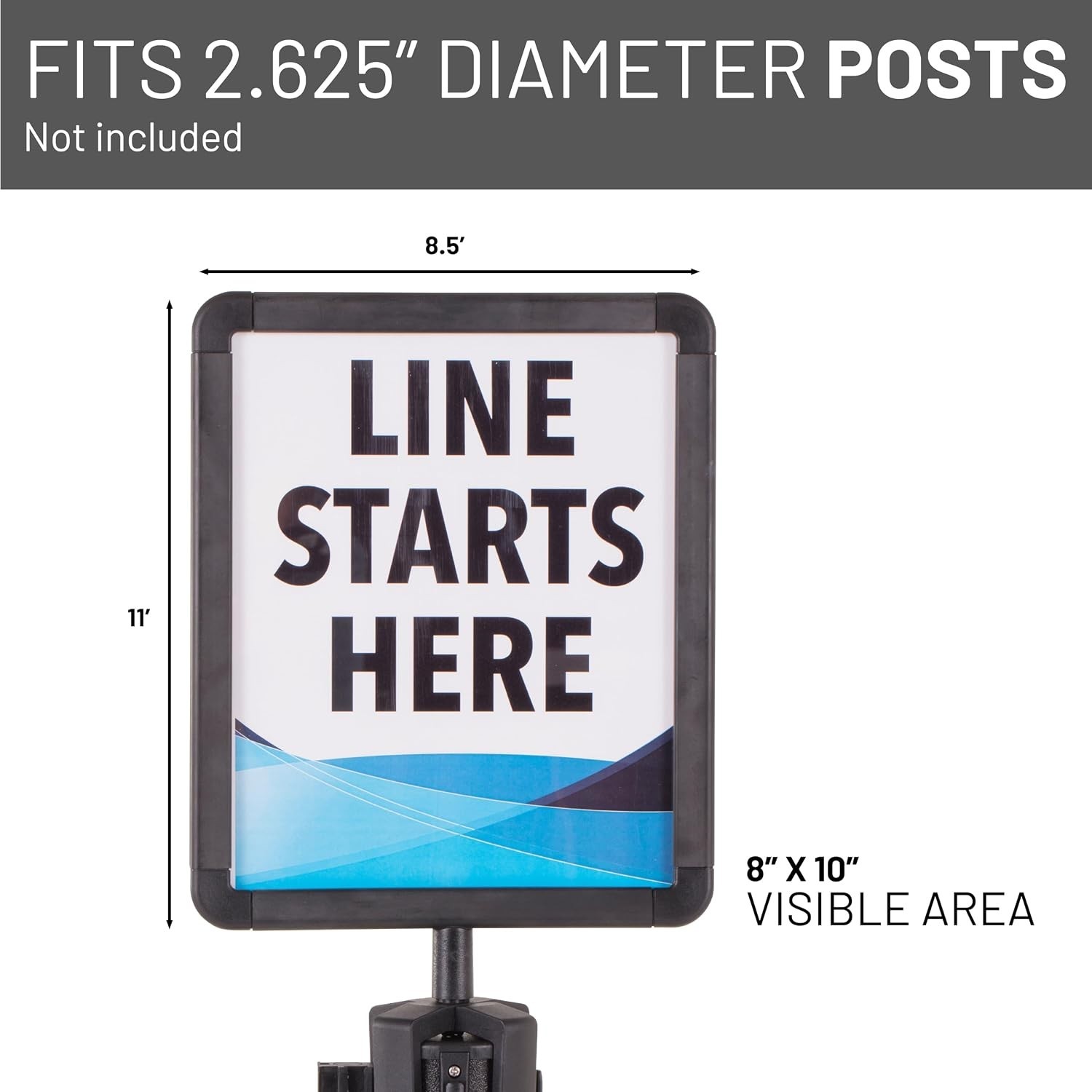 Black Sign Holder with Plexiglass for 8.5×11 Documents – Pole Mount