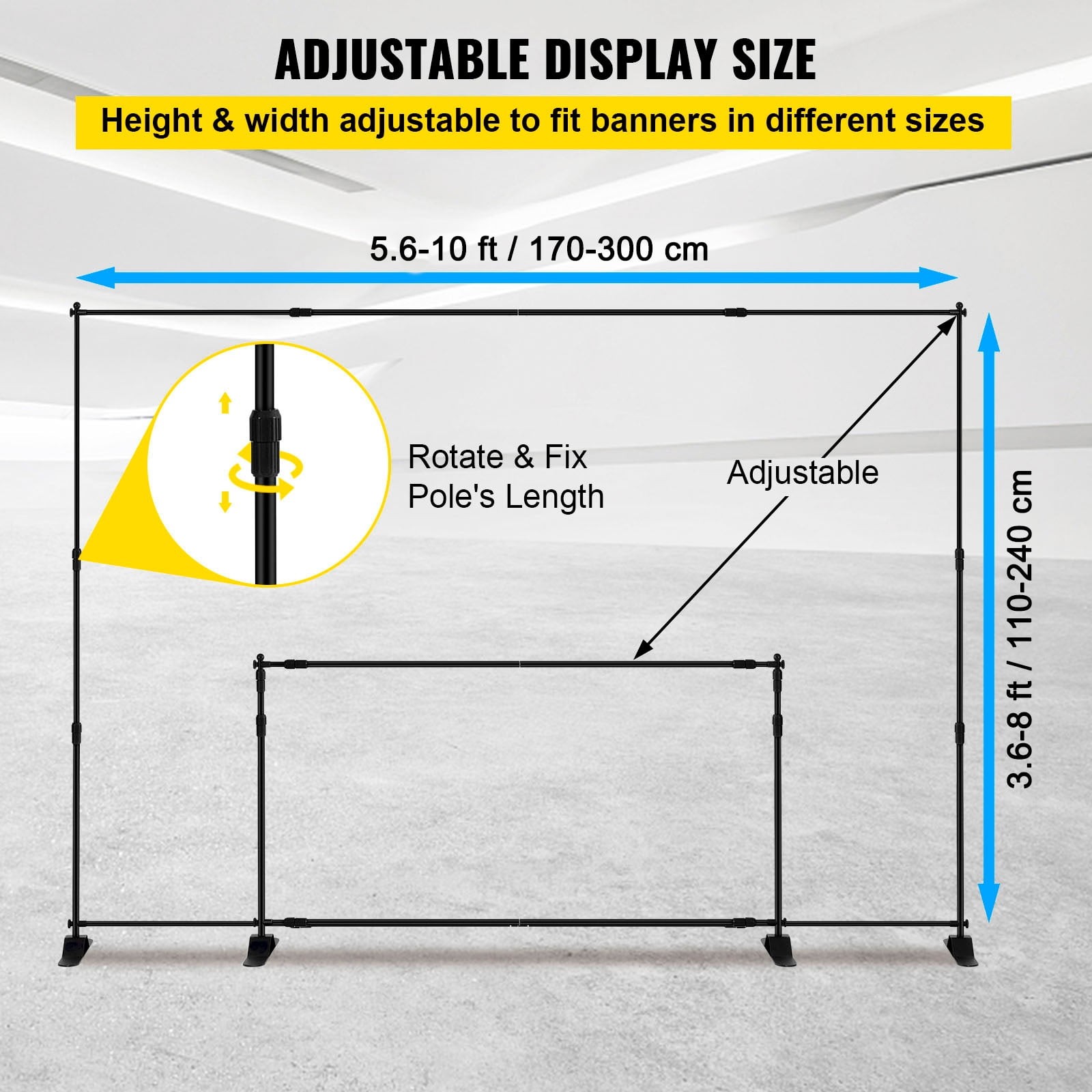 10 x 8 Ft Display Banner Stand, Customizable Size for Trade Fair Wall