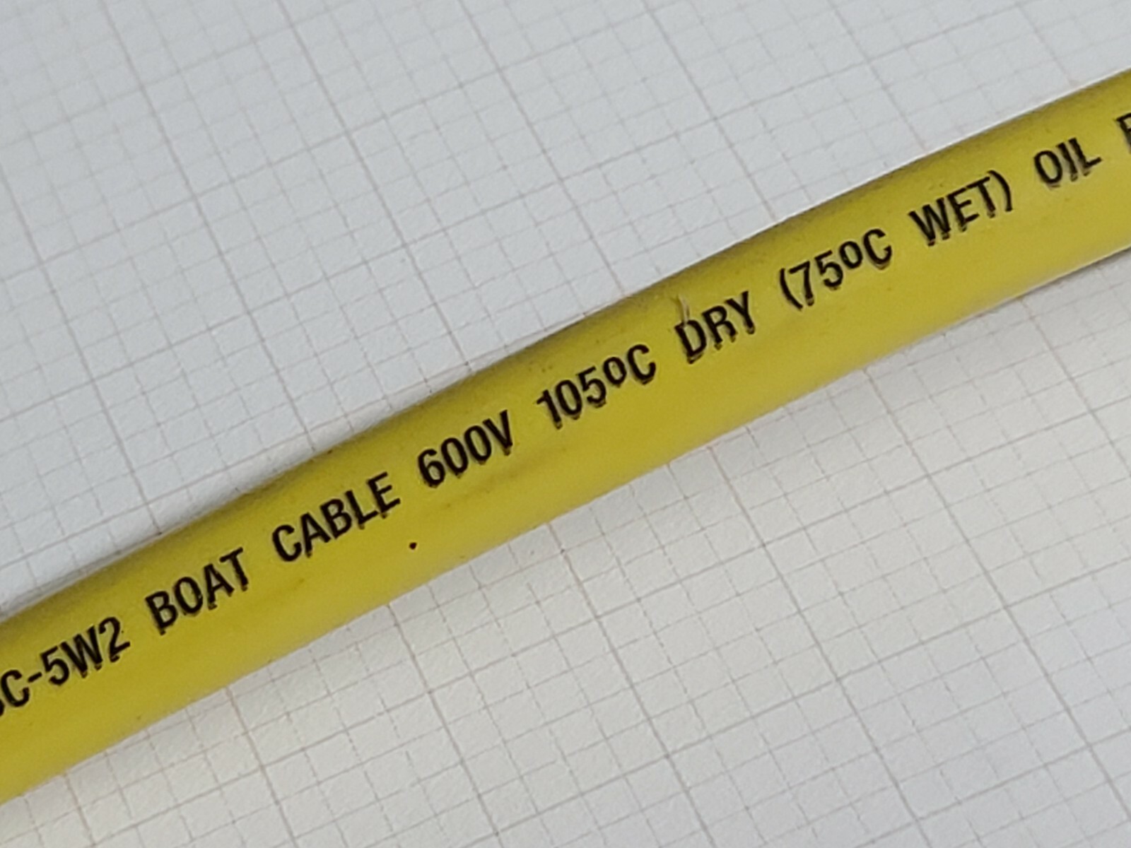 Ancor #2awg Marine Grade Tinned Copper Boat Cable Wire BC-5W2 UL-1426 Yellow/5ft