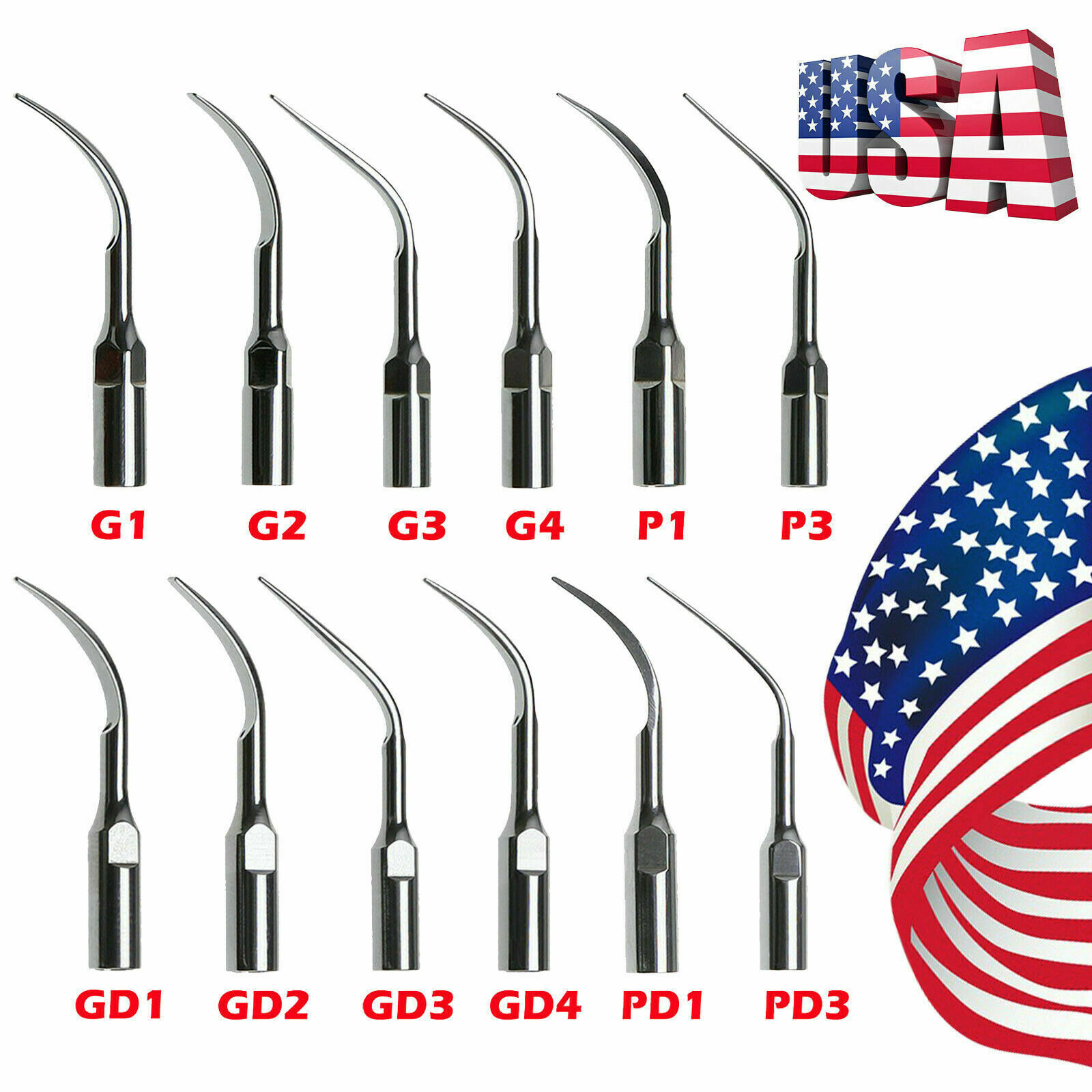 1-10*Tips Dental Ultrasonic Piezo Scaler fit EMS Woodpecker/DTE SATELEC Handpiec