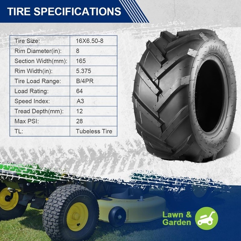 Heavy Duty Super Lug Garden Tractor Tires Tubeless Set of 2 ATVs & Mowers New