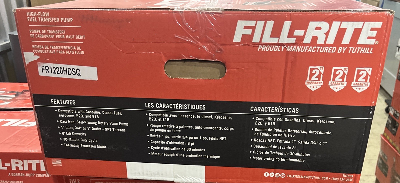 Fill-Rite FR1220HDSQ 12V 15 GPM Pump 1” Inlet 3/4” Outlet + Hose + Nozzle NEW