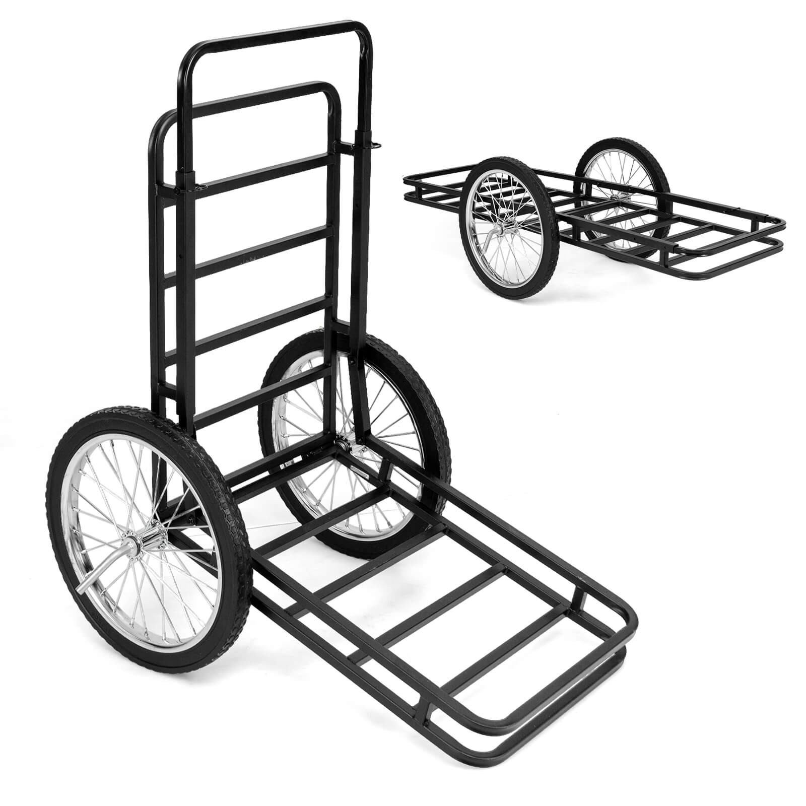 550 LBS Double-Layer Deer Cart w/20″ Rubber Wheels Heavy-Duty Flat Hauling Dolly