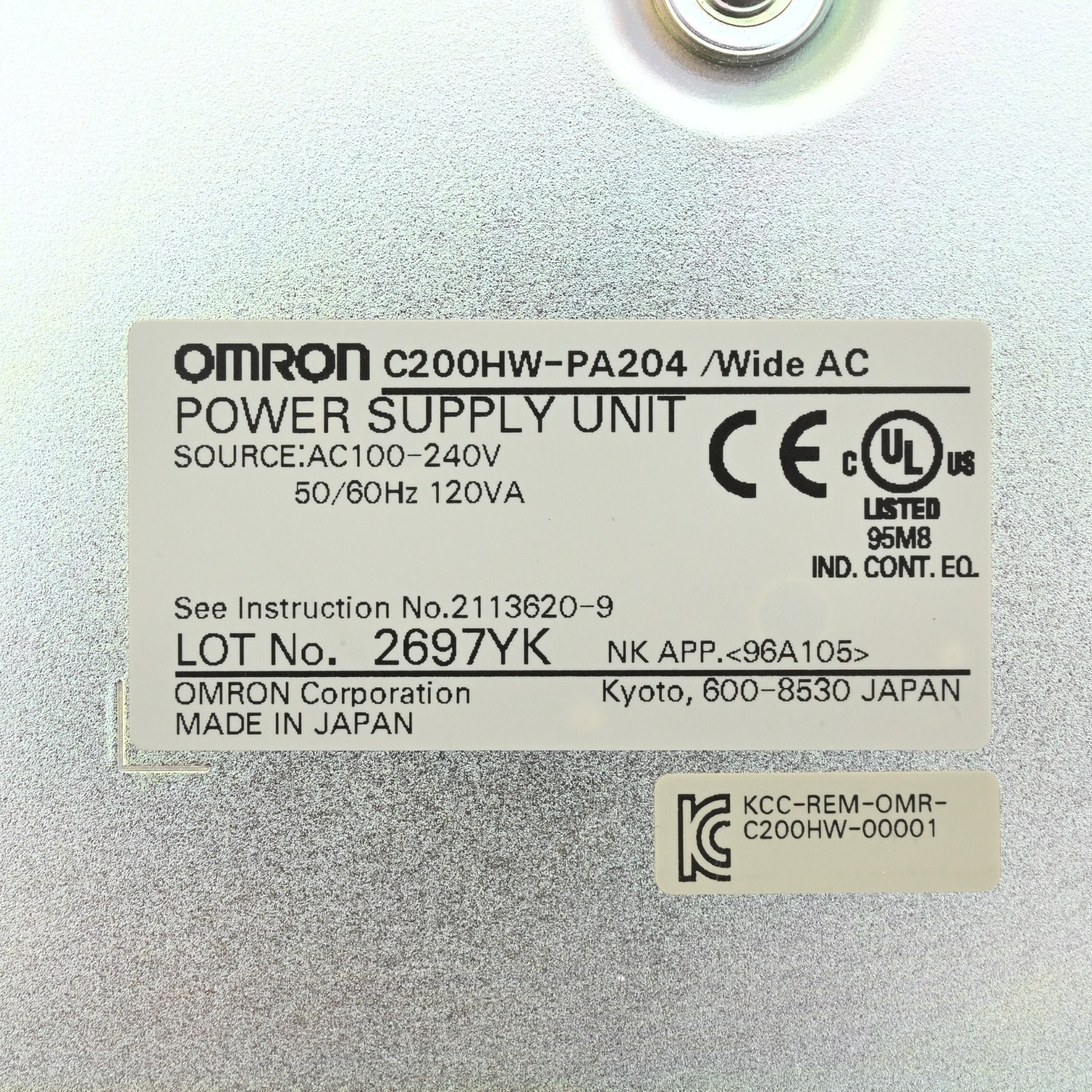 Omron C200HW-PA204 /Wide AC Power Supply Unit AC100-240V 120VA